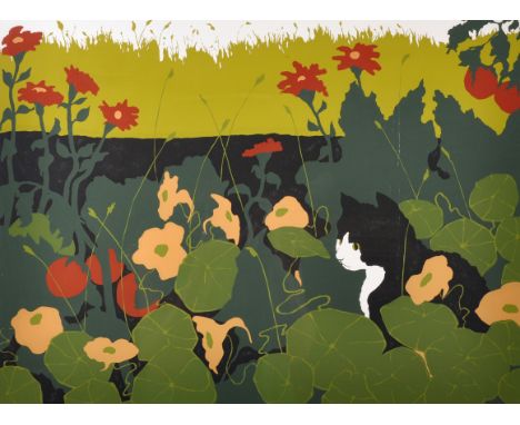 Lorna Massie (1938-    ) American. "October Garden", Silkscreen Print, Signed and Numbered 96/150 in Pencil, 16" x 21.5".