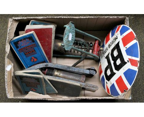 An Enamel BP Sign, and other motoring-related items
