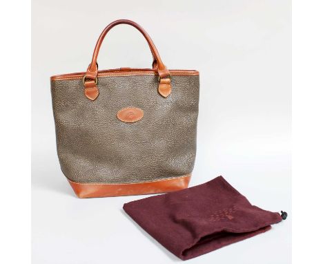 A Mulberry Scotch Grain Leather Handbag, with mahogany colour leather handles and mounts, with dust bag