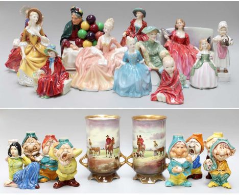 A Collection of Royal Doulton Figures, including ''This Little Pig'' HN1793, ''Sweet &amp; Twenty'' HN1278, ''The Old Balloon