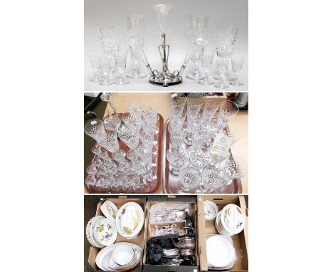 Glassware and Dinnerwares, including:Tudor crystal wine glasses and Royal Worcester Evesham, Harvest, a silver plated table s