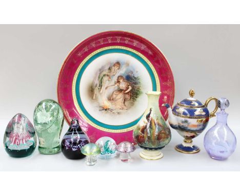 China and Glass, including a Royal Worcester pear-shaped bud vase painted with a peacock and hen, a Noritake jug and cover pa