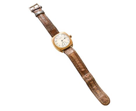 A 9 Carat Gold Enamel Dial Waltham Wristwatch