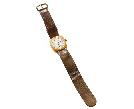 An 18 Carat Gold Enamel Dial Waltham Wristwatch, 1930s