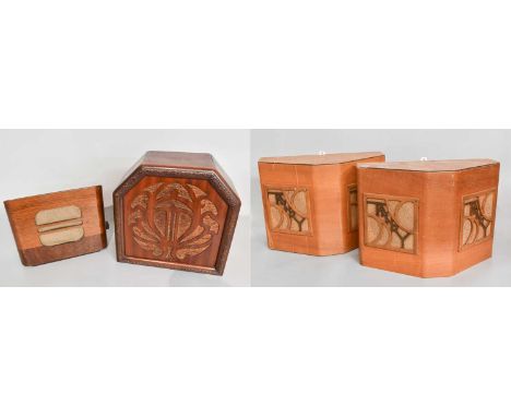 Popular Vintage Wireless Speakers Comprising: a Pair of Directional Speakers, each with angled dual frets; an HMV canted-top 