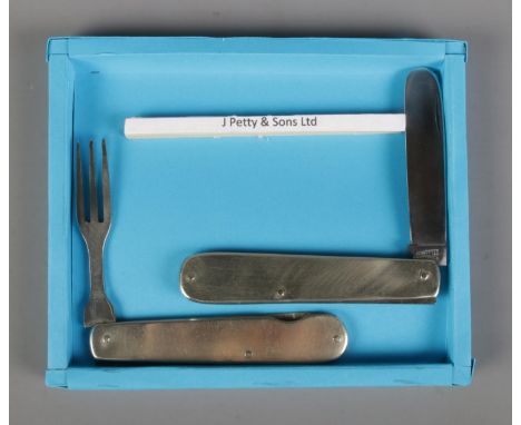 J Petty &amp; Sons of Sheffield folding "splitting" knife and fork pair.  