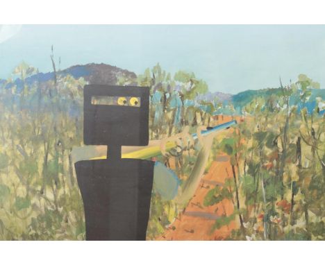 After Sidney Robert Nolan (1917-1992), a large framed limited edition lithograph, First Class Marksman, from the Ned Kelly se