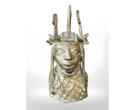 A West African benin bronze bust, height 19 cm.