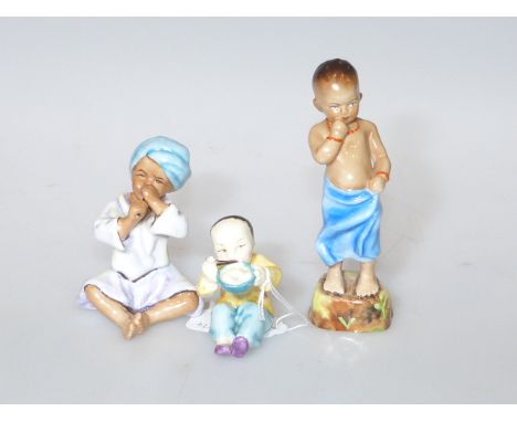 Three F.G. Doughty Royal Worcester figures 'India, 'Burmah' and 'China'