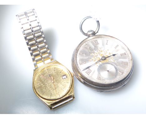 Silver pocket watch and a Rotary wristwatch