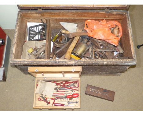 Vintage tool box and various tools