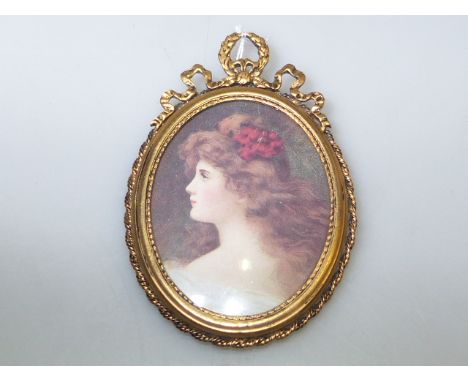 Portrait miniature print, in an oval frame