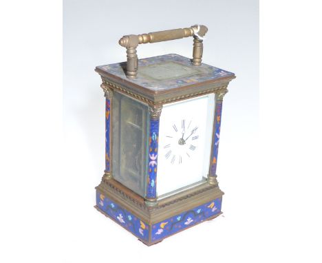 Large cloisonne enamel carriage clock