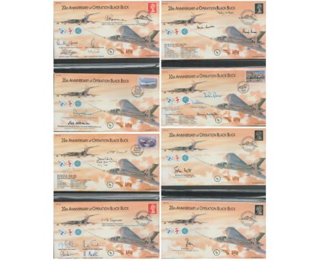 Falklands War Operation Black Buck 20th ann signed cover collection. Eight cover some multiple signed 27 in total with vetera