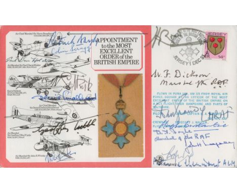 WW2 Award of OBE medal cover signed by 14 medal winners. Includes Harry Broadhurst, Colin Stagg, Patrick Bayly, Paul Holder, 