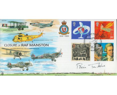 Concorde test pilot Brian Trubshaw signed RAF Manston cover. He signed up for the RAF in 1942 at the age of eighteen and went