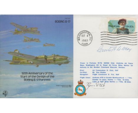WW2 US Gen Curtis Le May and Air Cdre Dick signed Boeing B17 RAF bomber cover B32. Curtis Emerson LeMay (November 15, 1906 - 
