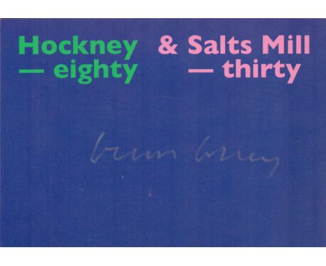 David Hockney, a signed (in silver ink) 8X6 promotional card. The card was produced in 2017 for the dual celebration of Hockn