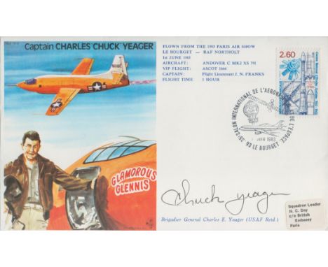 Sound Barrier Brig Chuck Yeager signed on his own Historic Aviators cover. Brigadier General Charles Elwood Yeager was a Unit