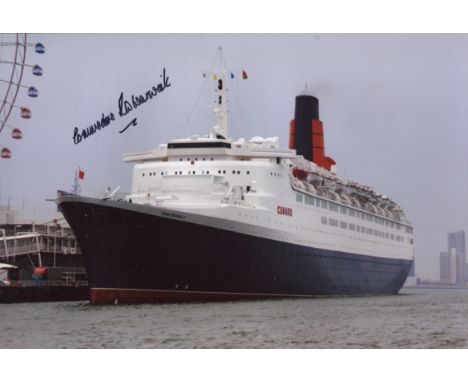Cunard QE2 8x12 inch photo signed by Commodore R. Warwick the last Captain of the QEII. Good condition. All autographs are ge