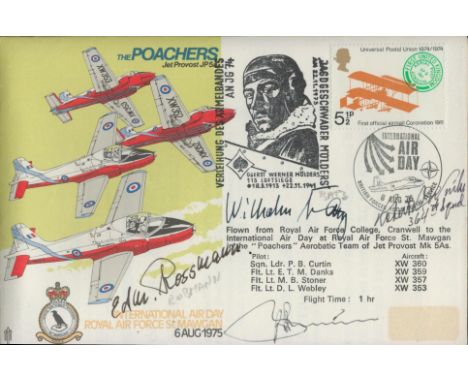 WW2 Luftwaffe ace Wilhelm Batz signed Poachers Air Display cover also signed by Erich Rossmann KC and US fighter ace Robert W