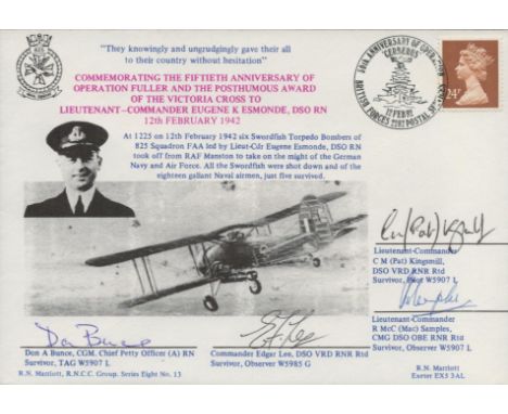 Lt Cdr C M Pat Kingsmill, Lt Cdr R McC Mac Samples, Cdr Edgar Lee, and Don A Bunce signed 50th Anniversary of Operation Fulle