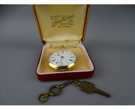 A GOOD VINTAGE OPEN FACED POCKET WATCH stamped '0.750', manual wind with white enamel dial set with Roman numerals, 42grms gr