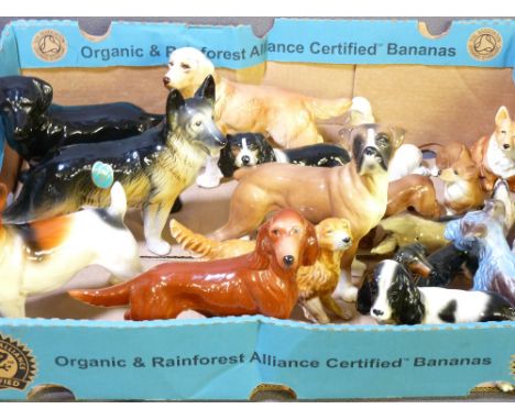 QUANTITY OF PORCELAIN DOG FIGURINES including Sylvac, Melba ware, Royal Doulton, Coopercraft