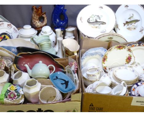 A LARGE QUANTITY OF VINTAGE CHINA including Belleek, Pointons part tea set, glug jugs, Wedgwood, Poole and similar items
