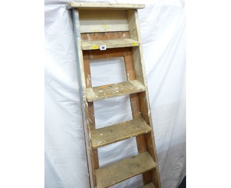 A SET OF VINTAGE WOODEN FOLDING STEP LADDERS
