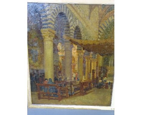W R E GOODRICH oil on canvas - interior of a Florentine church, 60 x 50cms