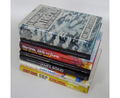 A group of James Bond reference and coffee table books, including 'A Man Called Intrepid: The Secret War 1939-1945', by Willi