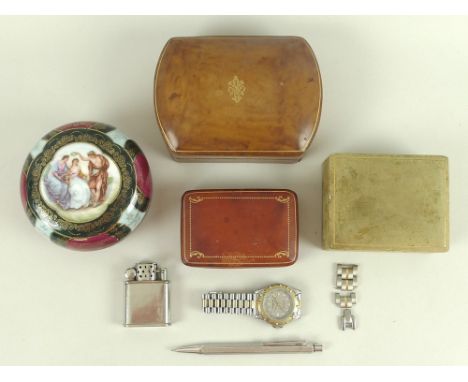 A collection of items, comprising an Orlik Sport lighter, engraved 'Nyeri Polo Club 1948', an Adidas Gentleman's wristwatch w