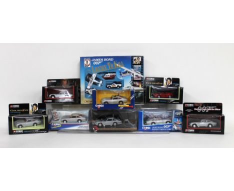 A group of nine Corgi and Matchbox replica James Bond model vehicles, all boxed, comprising Corgi models of James Bond Aston 