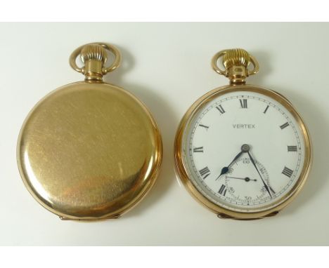 A 9ct gold cased pocket watch, case by Dennison, watch by S.S. & Co, keyless wind, Roman numerals, secondary second dial and 