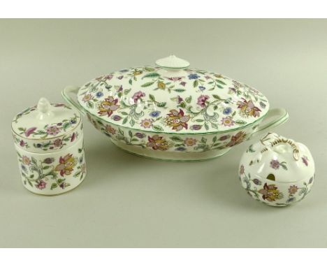A Minton part dinner service, decorated in the Haddon Hall pattern, comprising eight dinner plates, 27cm, twelve tea plates, 