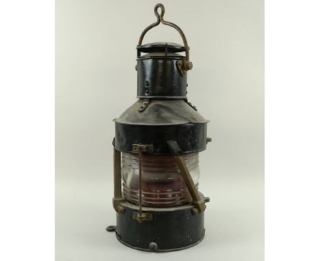 A Mackay and Co ships lantern, patent number 5905, 23 by 52cm high.