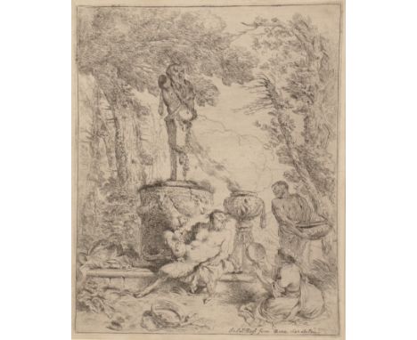 Giovanni Benedetto Castiglione (1609-1664)The Feast before the Altar of Terminus, etching, 23 x 18cm Prov: With P & D Colnagh