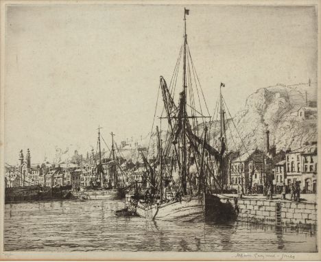 Allan Gwynne-Jones (1892-1982)Dover Harbour, signed in pencil to the margin, etching, 20 x 25cm