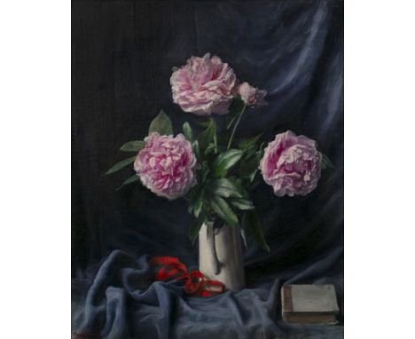 George Weissbort (1928-2013)Pink Chrysanthemum, signed, oil on canvas board, 72 x 59cm  Good condition with light surface dus