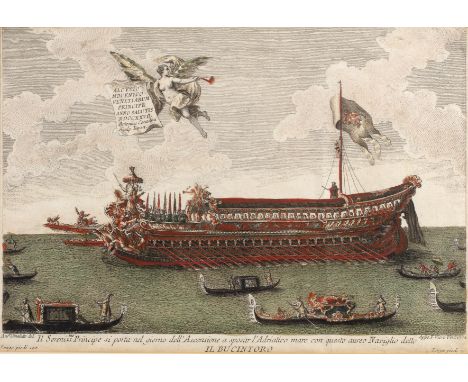 After CanalettoIl Bucintoro, pub. Teodoro Viero (1740-1819), etching with hand-colouring, 24 x 34.5cmFrom the Estate of Franc