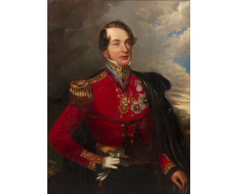 Circle of Sir Thomas Lawrence (1769-1830)Portrait of a Lieutenant General, in scarlet dress uniform adorned with orders and d