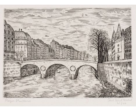 Roger Vieillard (1907-1989)Pont St. Michel, etching, pencil signed, titled and numbered 41/46 to the margin, 14.5 x 20.5cm, u