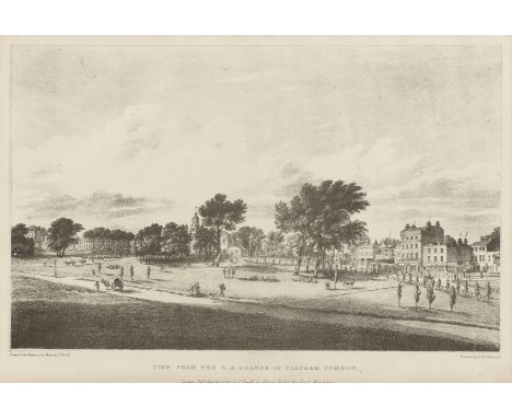 C Hullmandel after J PowellView from the South East Corner of Clapham Common, lithograph, (re-strike), 28 x 42cm; and five fu