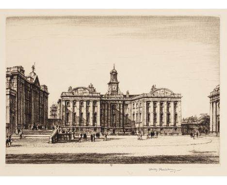 Henry Rushbury (1889-1968)Prison and Assize Court, York, etching, pencil signed in the margin, 18 x 25cm; Marion Rhodes - Bam