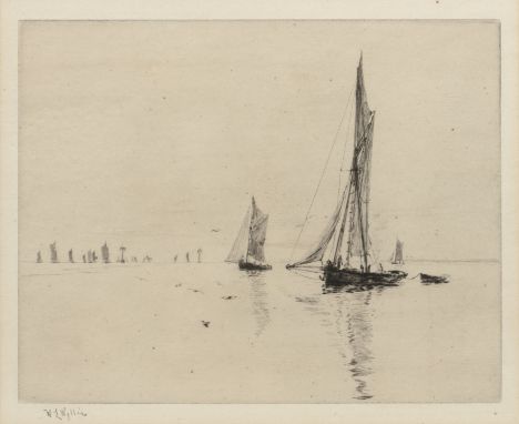 William Lionel Wyllie (1851-1931)Sailing vessels, etching, signed in pencil, and another similar, 23 x 36cm (2) From a collec