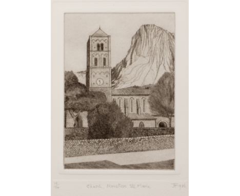 Cyril Lawrence J Fereday (1917-2001)'Church Moustiers Ste Marie', etching with aquatint, pencil signed with initials to the m