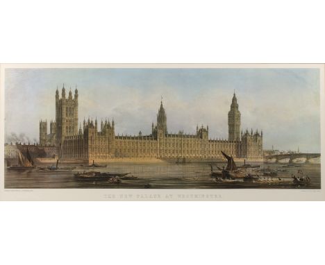 E Walker'The New Palace at Westminster', originally published by Day & Son, lithograph (re-strike), 35.5 x 92cm