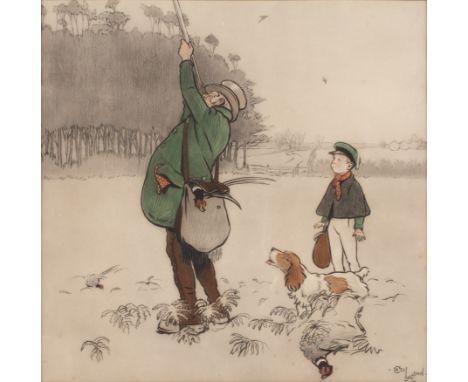Cecil Aldin (1870-1935)Pheasant Shooting, lithograph with hand-colouring, 39 x 40cm 