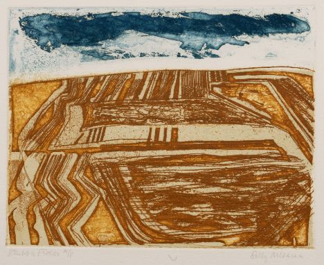 Sally McLaren (b. 1936)'Stubble Fields', artist's proof, etching with aquatint in colours, pencil signed in the margin and ti